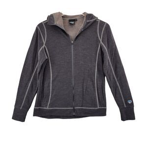 Kuhl Fill Zip Fleece Jacket Womens Size Small Gray Lightweight Hooded Athleisure